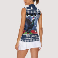 New Zealand Tui Bird Christmas Women Sleeveless Polo Shirt Pohutukawa Xmas Tree Meri Kirihimete