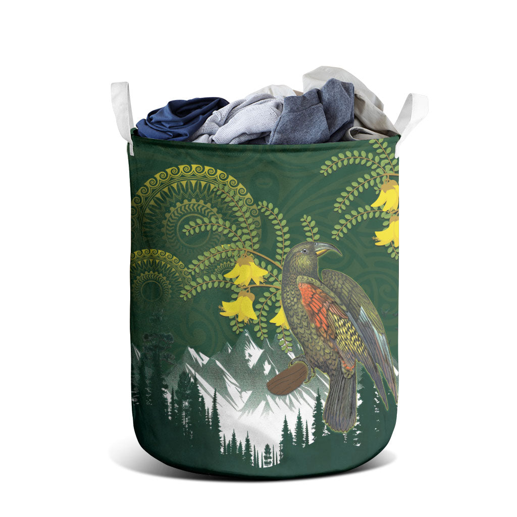 Kea Bird Kowhai New Zealand Laundry Basket Mountain Landscape Maori Art LT22 - Polynesian Pride