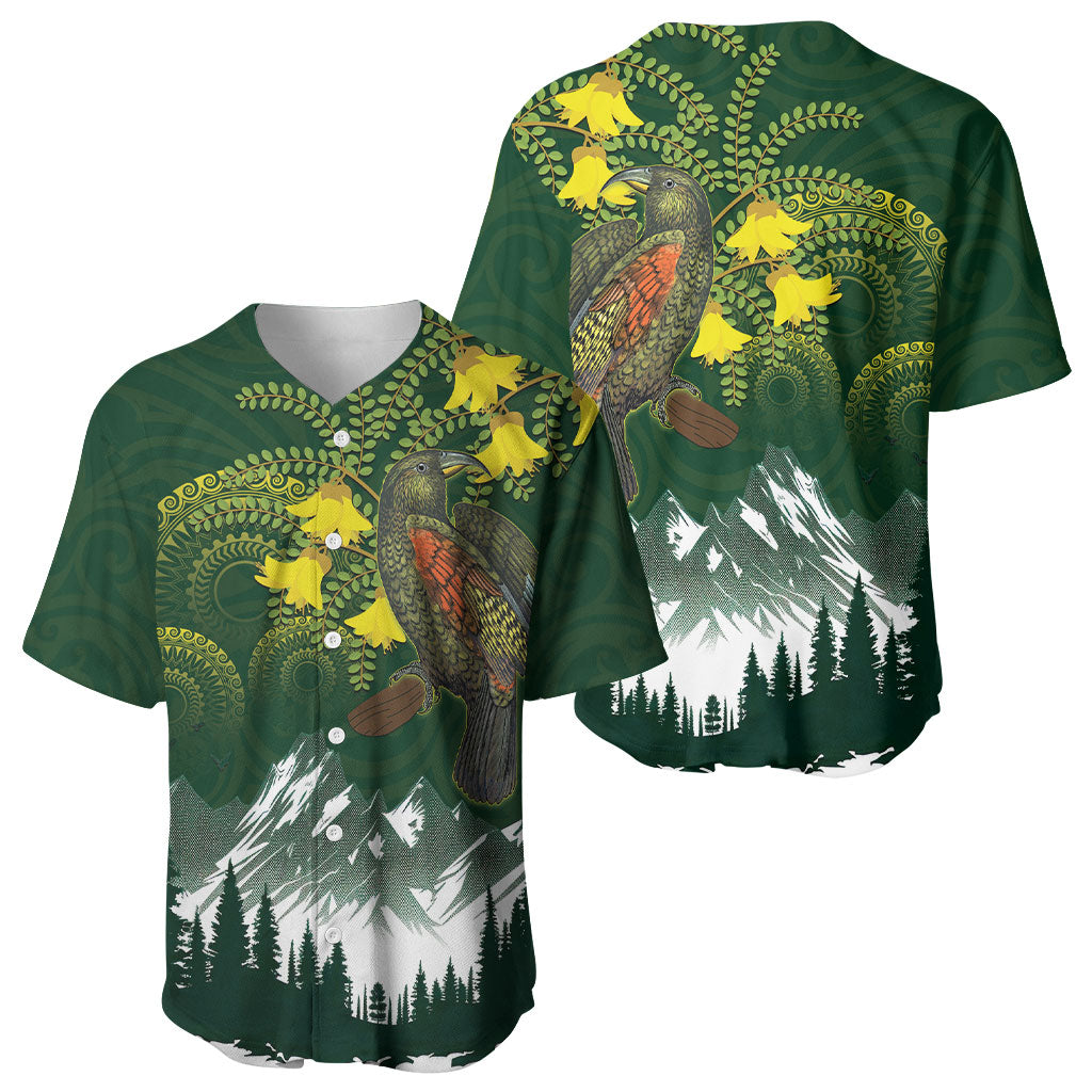 Kea Bird Kowhai New Zealand Baseball Jersey Mountain Landscape Maori Art LT22 - Polynesian Pride