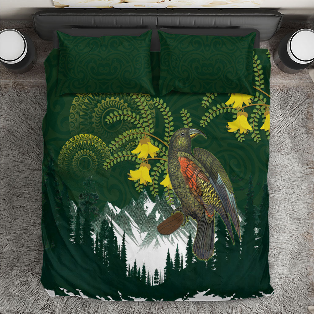 Kea Bird Kowhai New Zealand Bedding Set Mountain Landscape Maori Art