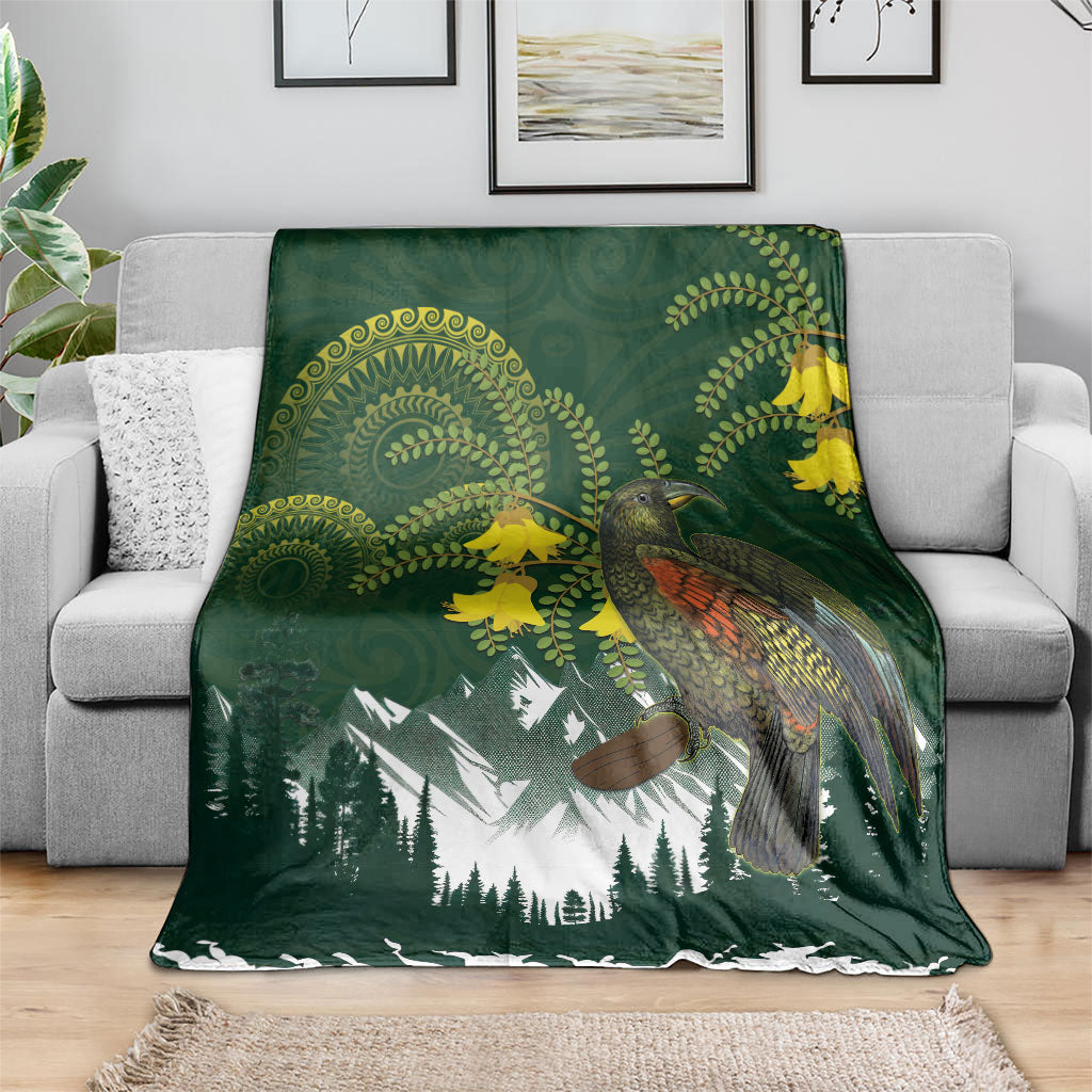 Kea Bird Kowhai New Zealand Blanket Mountain Landscape Maori Art