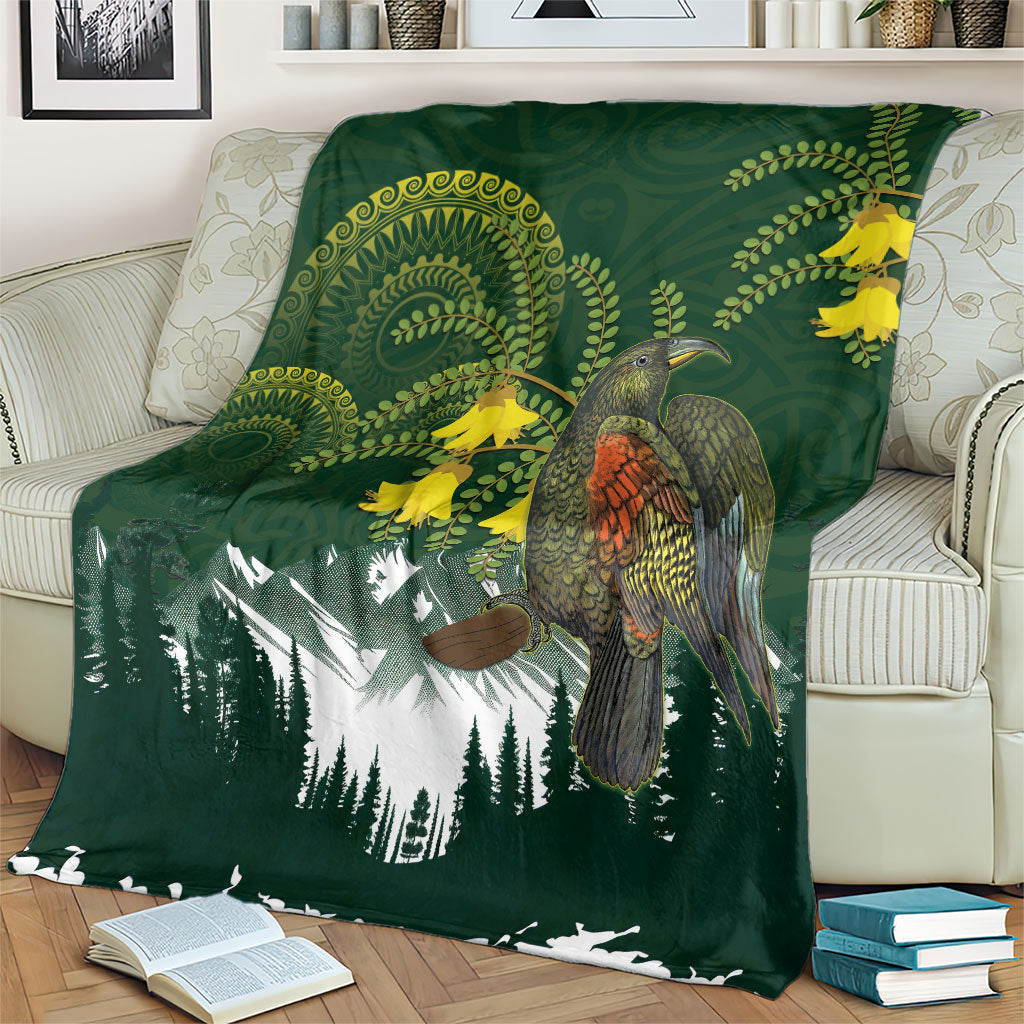 Kea Bird Kowhai New Zealand Blanket Mountain Landscape Maori Art
