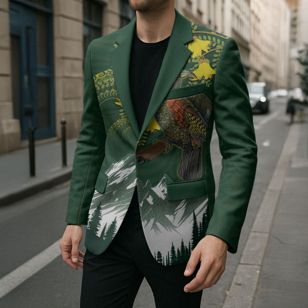 Kea Bird Kowhai New Zealand Blazer Mountain Landscape Maori Art LT22 - Polynesian Pride