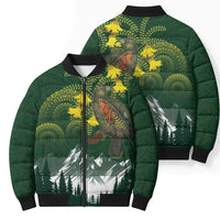 Kea Bird Kowhai New Zealand Bomber Puffer Jacket Mountain Landscape Maori Art LT22 - Polynesian Pride