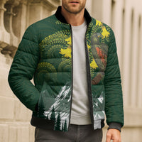 Kea Bird Kowhai New Zealand Bomber Puffer Jacket Mountain Landscape Maori Art LT22 - Polynesian Pride