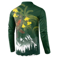 Kea Bird Kowhai New Zealand Button Sweatshirt Mountain Landscape Maori Art LT22 - Polynesian Pride