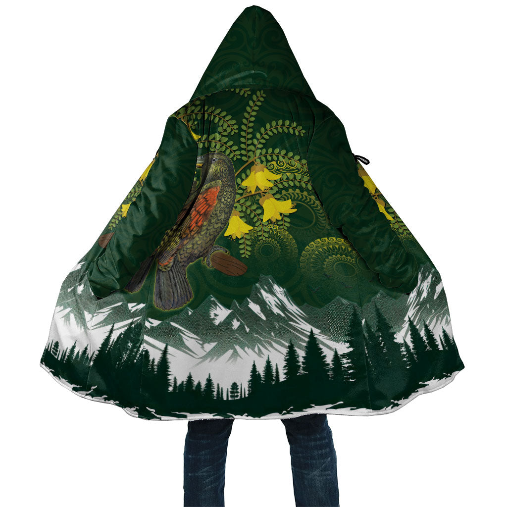 Kea Bird Kowhai New Zealand Cloak Mountain Landscape Maori Art LT22 Unisex Green - Polynesian Pride