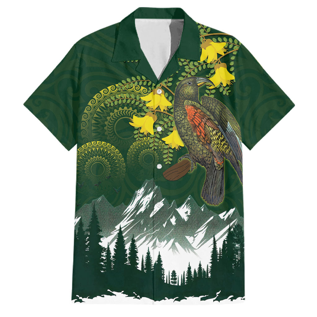 Kea Bird Kowhai New Zealand Family Matching Long Sleeve Bodycon Dress and Hawaiian Shirt Mountain Landscape Maori Art