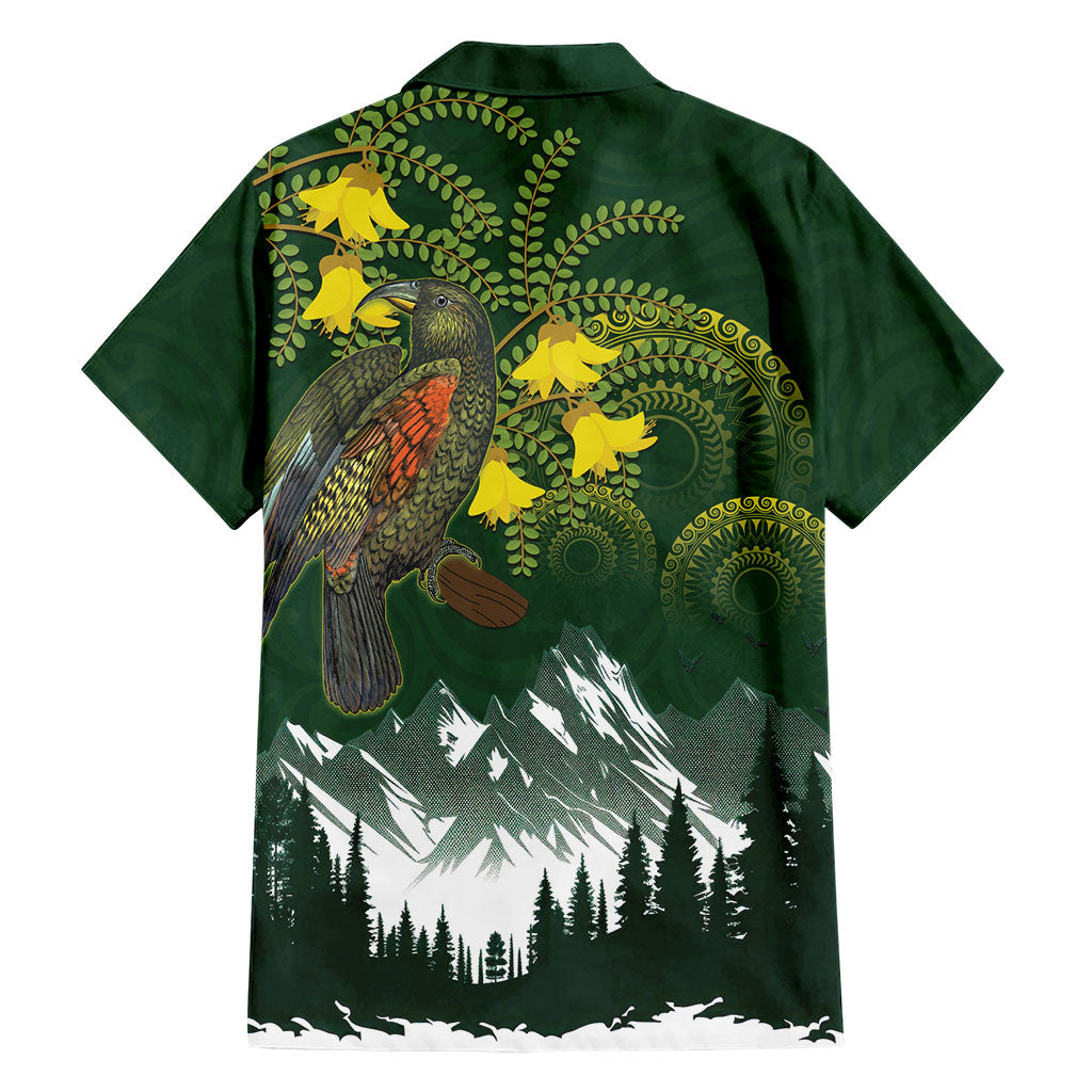 Kea Bird Kowhai New Zealand Family Matching Long Sleeve Bodycon Dress and Hawaiian Shirt Mountain Landscape Maori Art