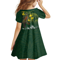 Kea Bird Kowhai New Zealand Family Matching Off Shoulder Maxi Dress and Hawaiian Shirt Mountain Landscape Maori Art