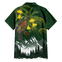 Kea Bird Kowhai New Zealand Family Matching Off Shoulder Maxi Dress and Hawaiian Shirt Mountain Landscape Maori Art
