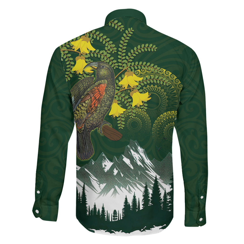 Kea Bird Kowhai New Zealand Family Matching Puletasi and Hawaiian Shirt Mountain Landscape Maori Art