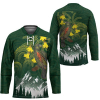 Kea Bird Kowhai New Zealand Hockey Jersey Mountain Landscape Maori Art