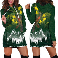 Kea Bird Kowhai New Zealand Hoodie Dress Mountain Landscape Maori Art