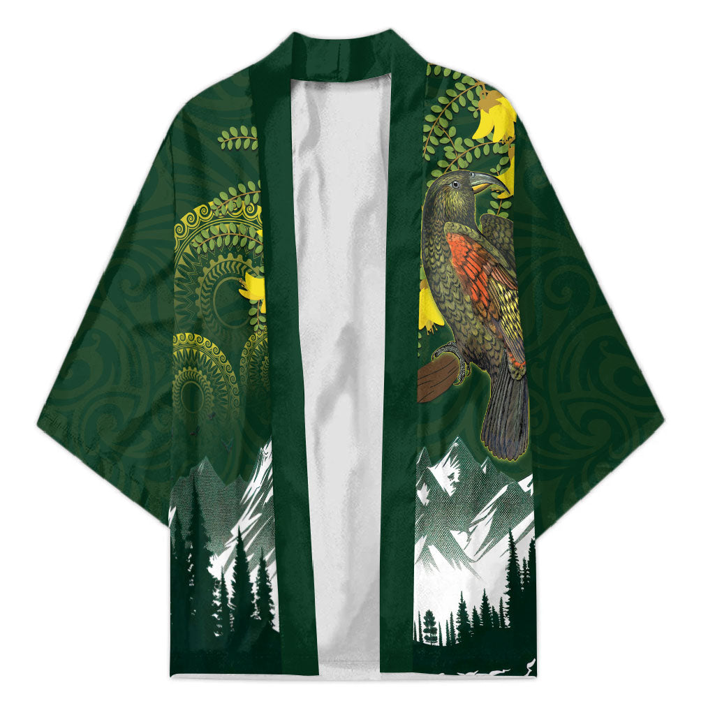 Kea Bird Kowhai New Zealand Kimono Mountain Landscape Maori Art