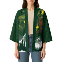 Kea Bird Kowhai New Zealand Kimono Mountain Landscape Maori Art LT22 - Polynesian Pride