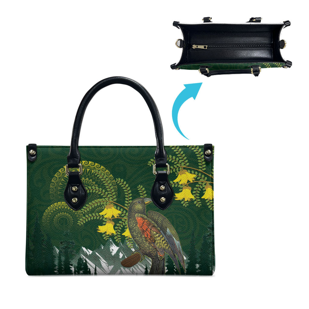 Kea Bird Kowhai New Zealand Leather Bag Mountain Landscape Maori Art LT22 - Polynesian Pride