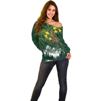 Kea Bird Kowhai New Zealand Off Shoulder Sweater Mountain Landscape Maori Art LT22 - Polynesian Pride
