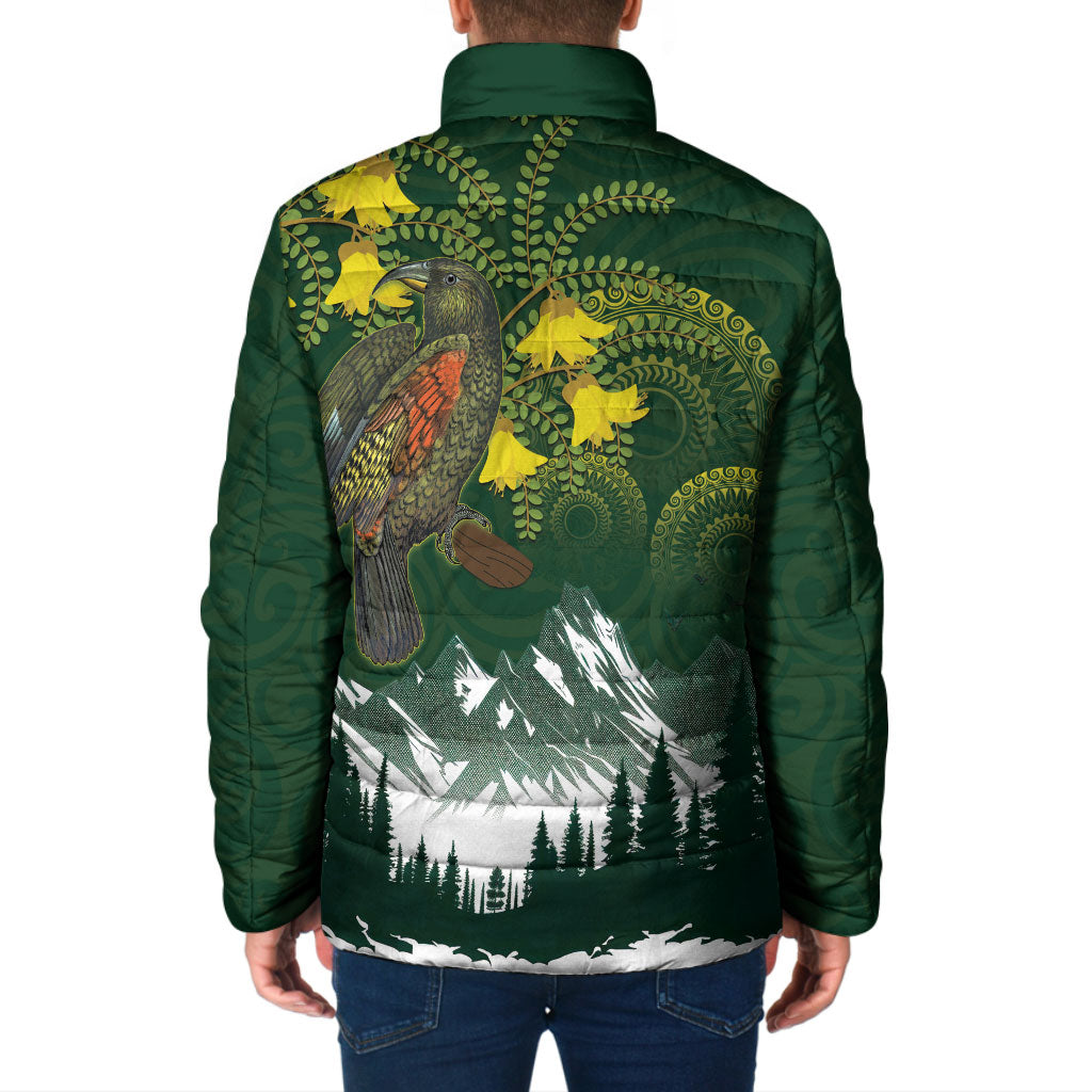 Kea Bird Kowhai New Zealand Padded Jacket Mountain Landscape Maori Art LT22 - Polynesian Pride