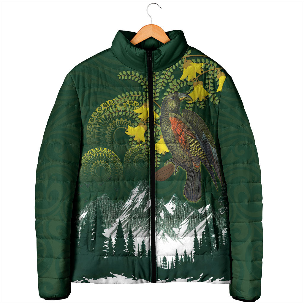 Kea Bird Kowhai New Zealand Padded Jacket Mountain Landscape Maori Art LT22 - Polynesian Pride