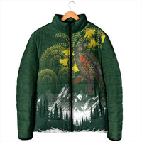 Kea Bird Kowhai New Zealand Padded Jacket Mountain Landscape Maori Art LT22 - Polynesian Pride