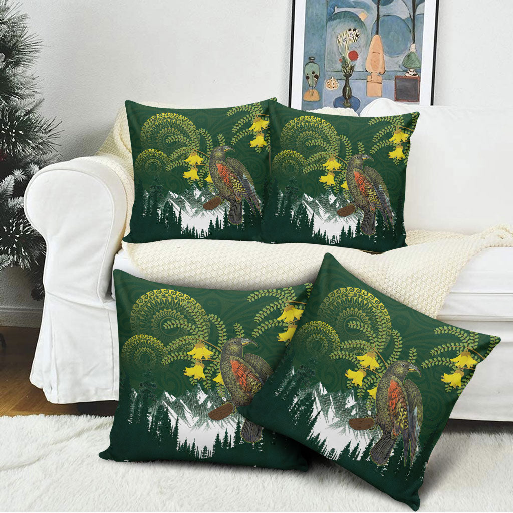 Kea Bird Kowhai New Zealand Pillow Cover Mountain Landscape Maori Art LT22 - Polynesian Pride