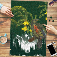 Kea Bird Kowhai New Zealand Puzzle Mountain Landscape Maori Art LT22 Green - Polynesian Pride