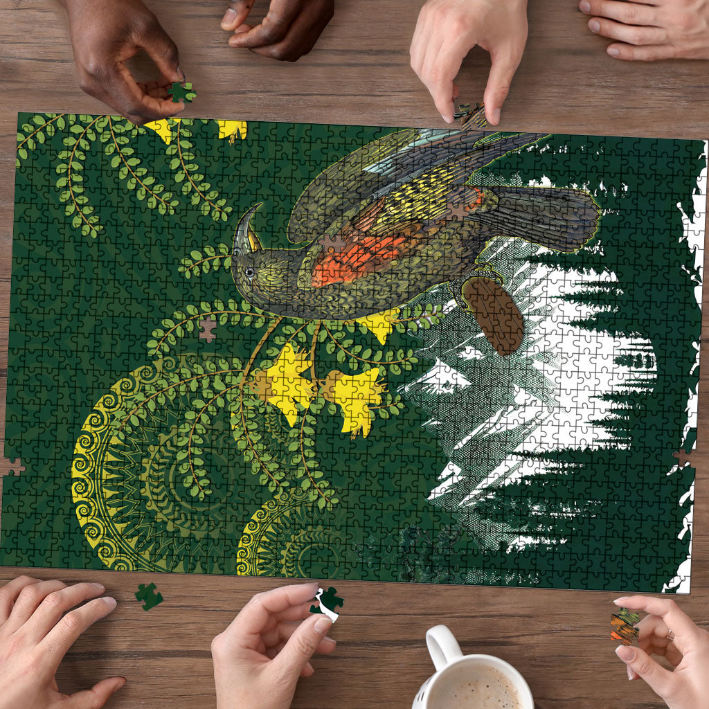 Kea Bird Kowhai New Zealand Puzzle Mountain Landscape Maori Art LT22 - Polynesian Pride