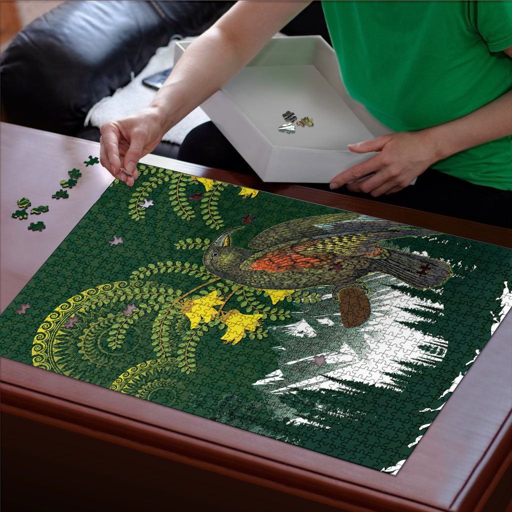 Kea Bird Kowhai New Zealand Puzzle Mountain Landscape Maori Art LT22 - Polynesian Pride