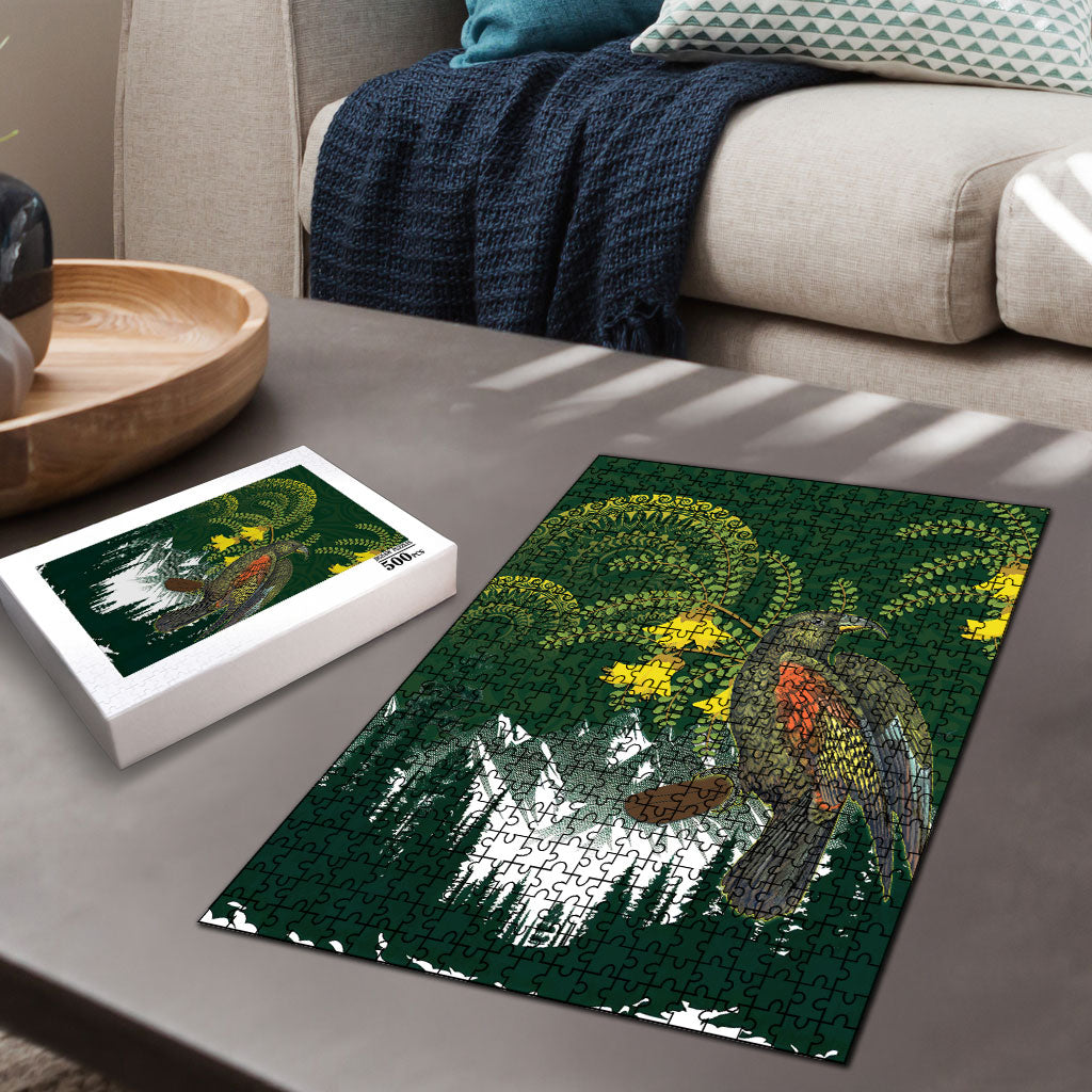 Kea Bird Kowhai New Zealand Puzzle Mountain Landscape Maori Art LT22 - Polynesian Pride