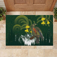 Kea Bird Kowhai New Zealand Rubber Doormat Mountain Landscape Maori Art