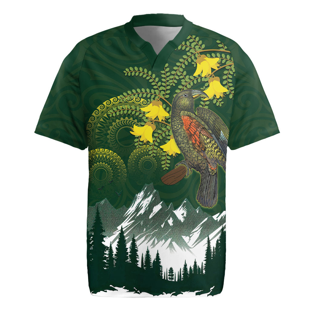 Kea Bird Kowhai New Zealand Rugby Jersey Mountain Landscape Maori Art