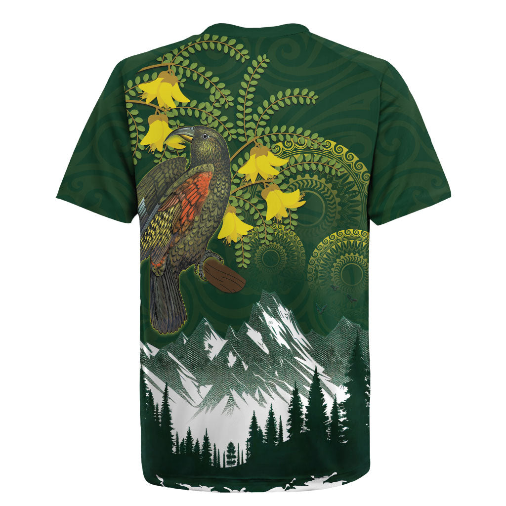 Kea Bird Kowhai New Zealand Rugby Jersey Mountain Landscape Maori Art LT22 - Polynesian Pride