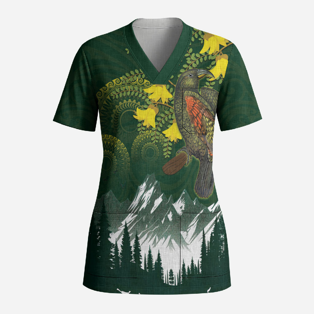 Kea Bird Kowhai New Zealand Scrub Top Mountain Landscape Maori Art