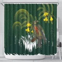 Kea Bird Kowhai New Zealand Shower Curtain Mountain Landscape Maori Art LT22 - Polynesian Pride