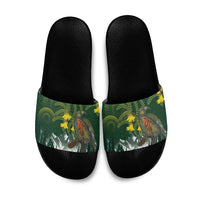 Kea Bird Kowhai New Zealand Slide Sandals Mountain Landscape Maori Art LT22 Green - Polynesian Pride