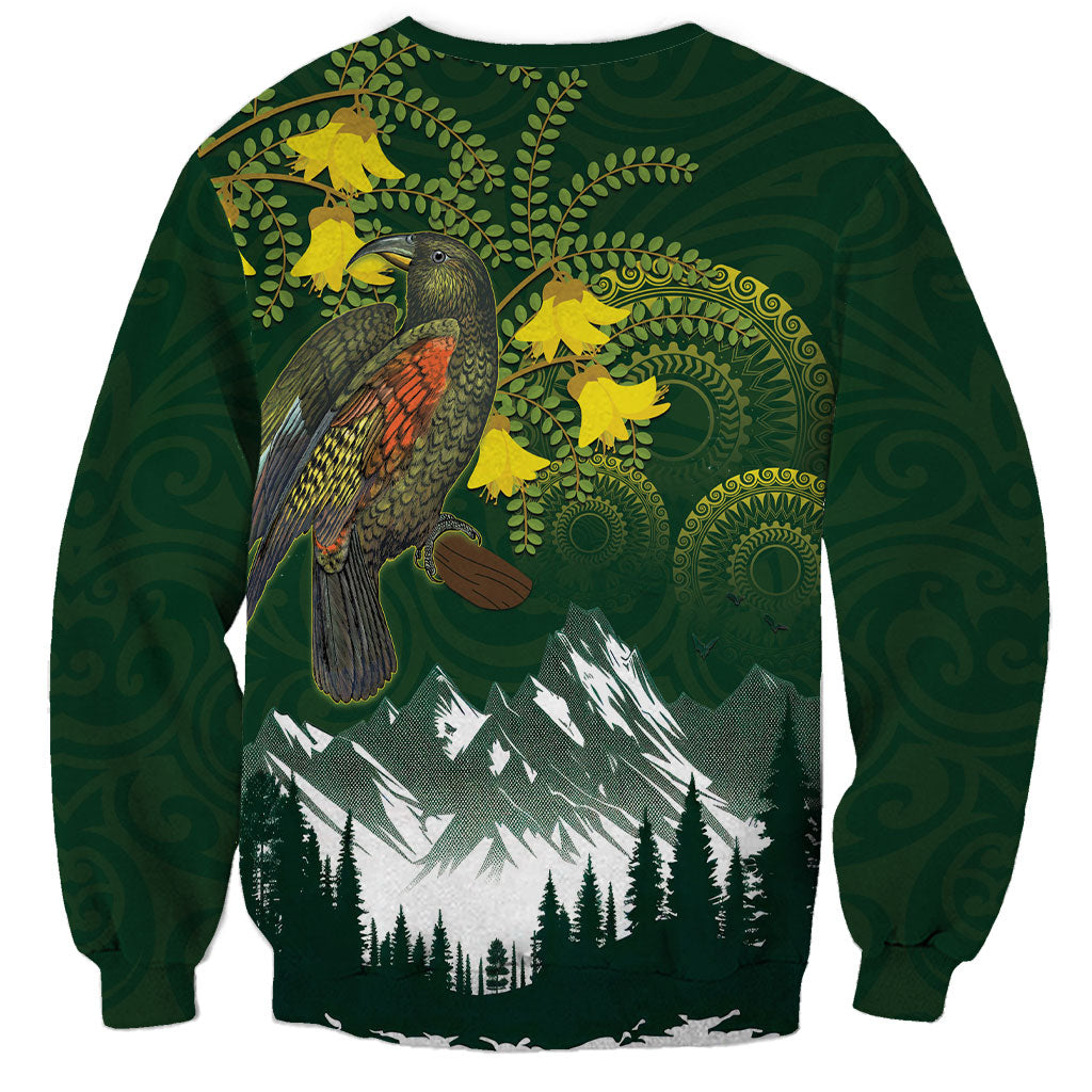 Kea Bird Kowhai New Zealand Sweatshirt Mountain Landscape Maori Art LT22 - Polynesian Pride