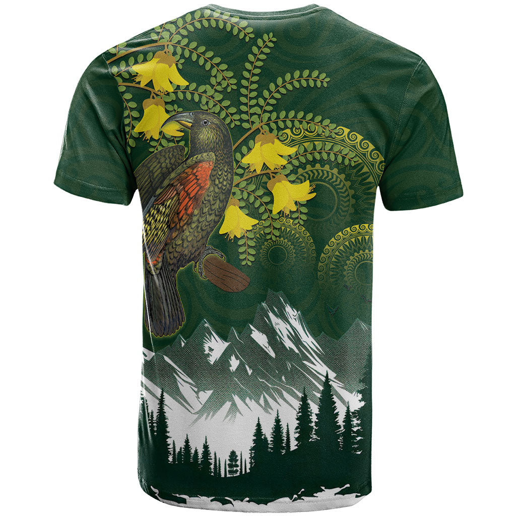 Kea Bird Kowhai New Zealand T Shirt Mountain Landscape Maori Art LT22 - Polynesian Pride