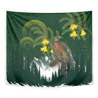 Kea Bird Kowhai New Zealand Tapestry Mountain Landscape Maori Art LT22 - Polynesian Pride