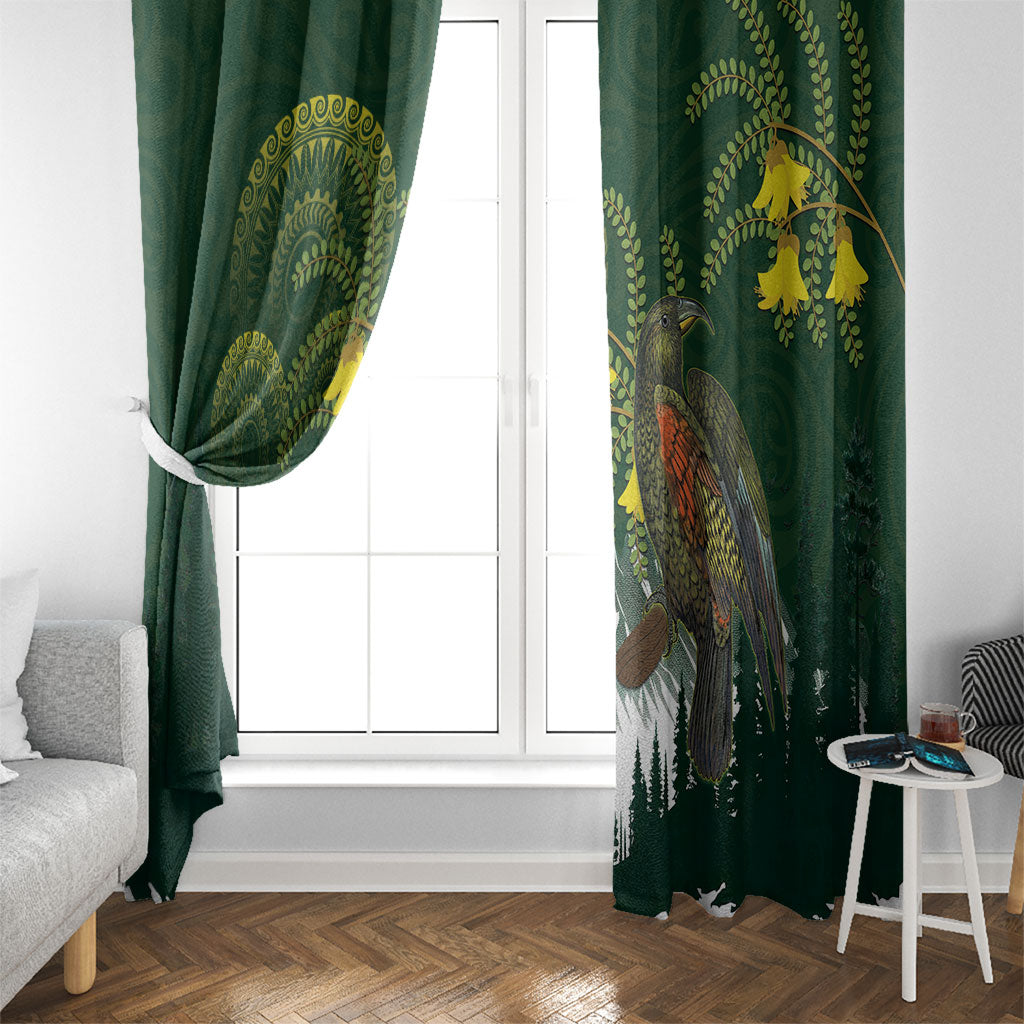 Kea Bird Kowhai New Zealand Window Curtain Mountain Landscape Maori Art