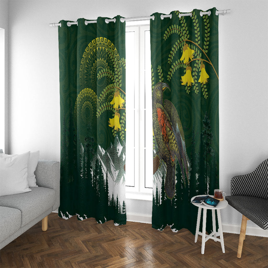 Kea Bird Kowhai New Zealand Window Curtain Mountain Landscape Maori Art
