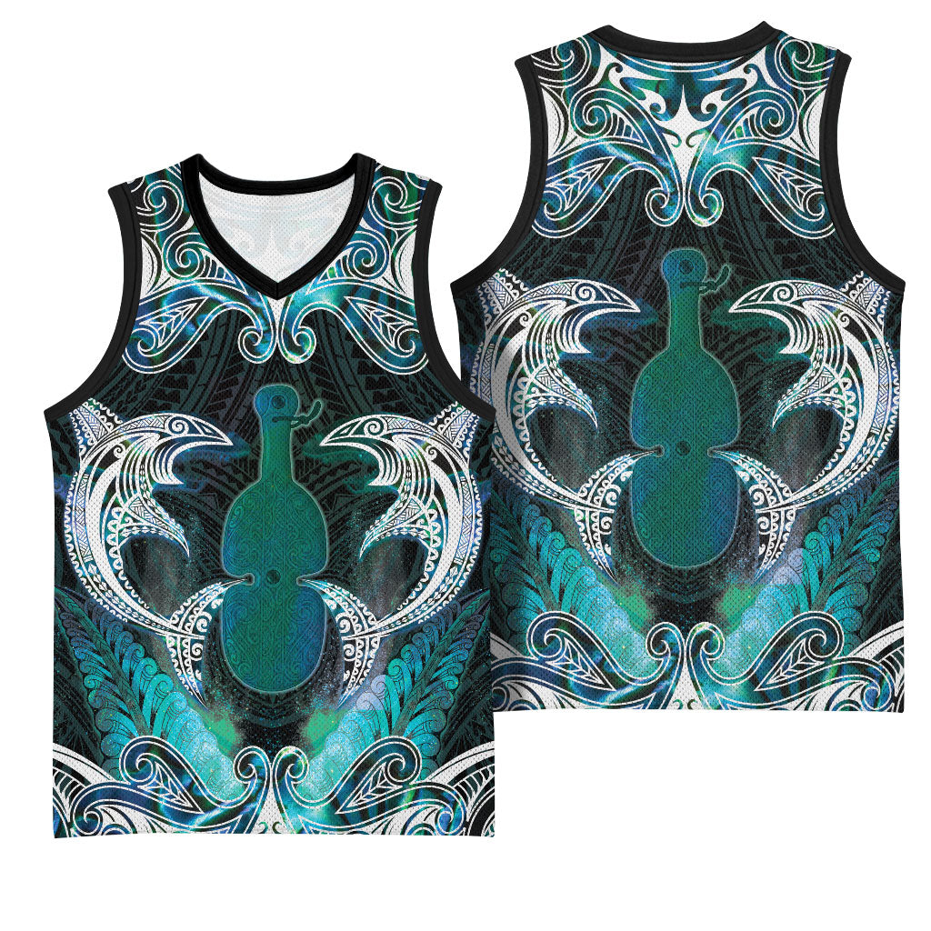 New Zealand Kotiate Weapon Basketball Jersey Aotearoa Mango Paua Shell Maori Pattern