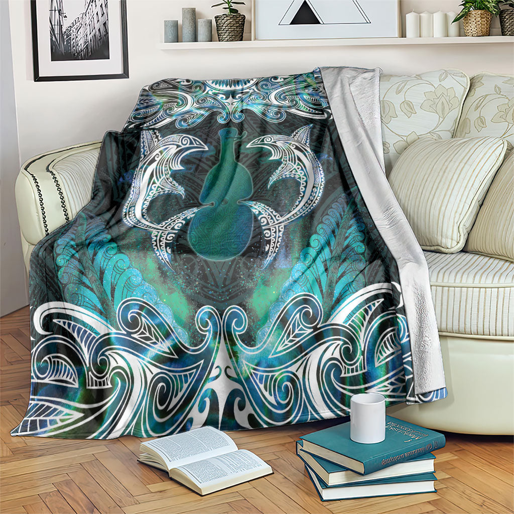 New Zealand Kotiate Weapon Blanket Aotearoa Mango Paua Shell Maori Pattern LT22 Blue - Polynesian Pride
