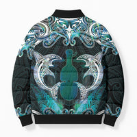 New Zealand Kotiate Weapon Bomber Puffer Jacket Aotearoa Mango Paua Shell Maori Pattern