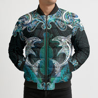 New Zealand Kotiate Weapon Bomber Puffer Jacket Aotearoa Mango Paua Shell Maori Pattern