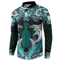 New Zealand Kotiate Weapon Button Sweatshirt Aotearoa Mango Paua Shell Maori Pattern