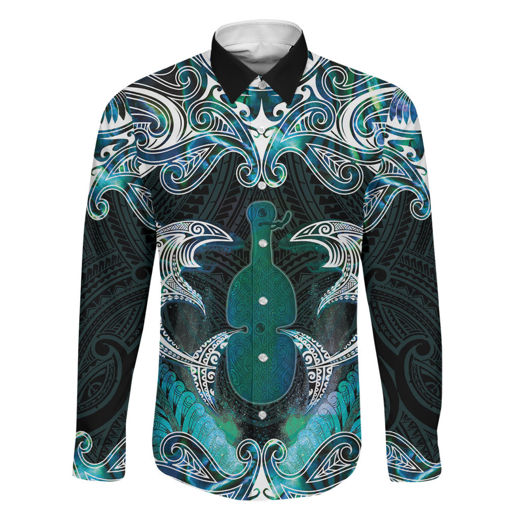 New Zealand Kotiate Weapon Family Matching Off Shoulder Maxi Dress and Hawaiian Shirt Aotearoa Mango Paua Shell Maori Pattern