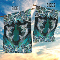 New Zealand Kotiate Weapon Garden Flag Aotearoa Mango Paua Shell Maori Pattern