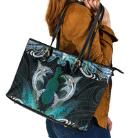 New Zealand Kotiate Weapon Leather Tote Bag Aotearoa Mango Paua Shell Maori Pattern