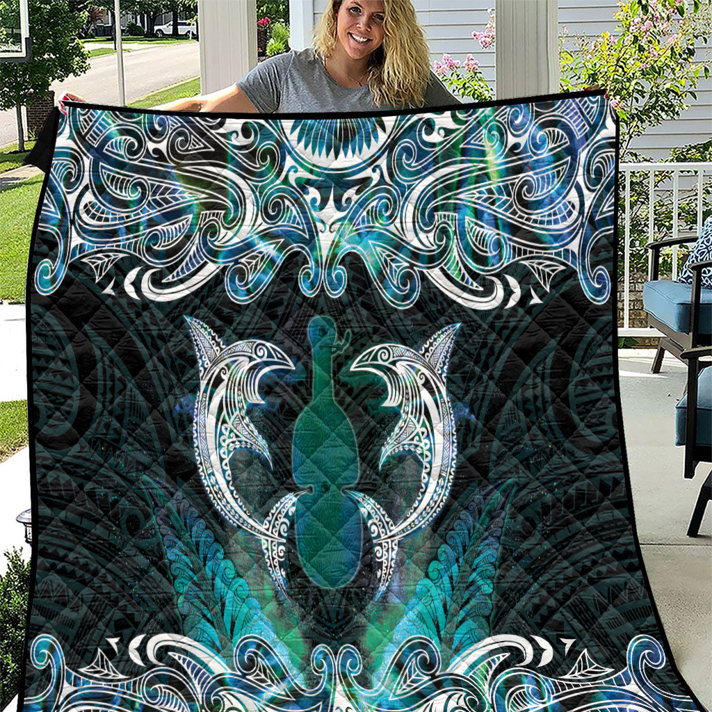 New Zealand Kotiate Weapon Quilt Aotearoa Mango Paua Shell Maori Pattern LT22 Blue - Polynesian Pride